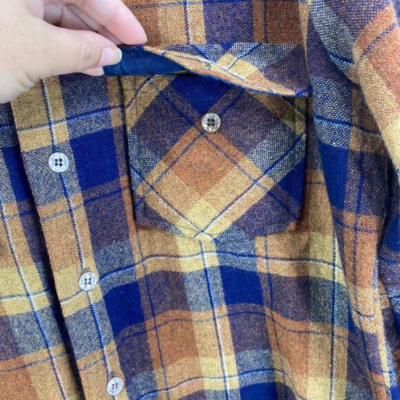 90s CAREER CLUB Vintage Plaid Flannel Shirt Dutton Up - Picture 5 of 12